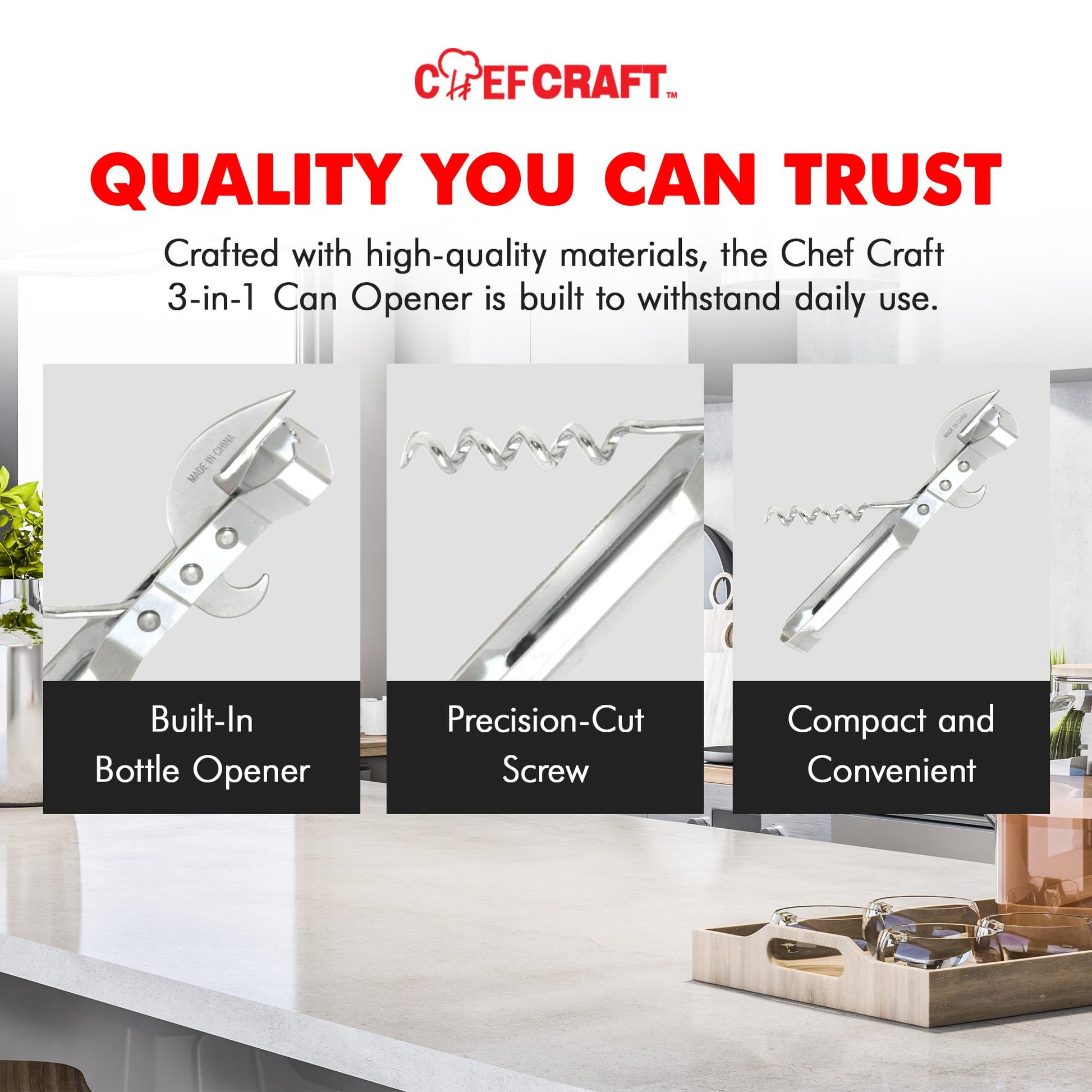 Chef Craft Can Opener with Corkscrew