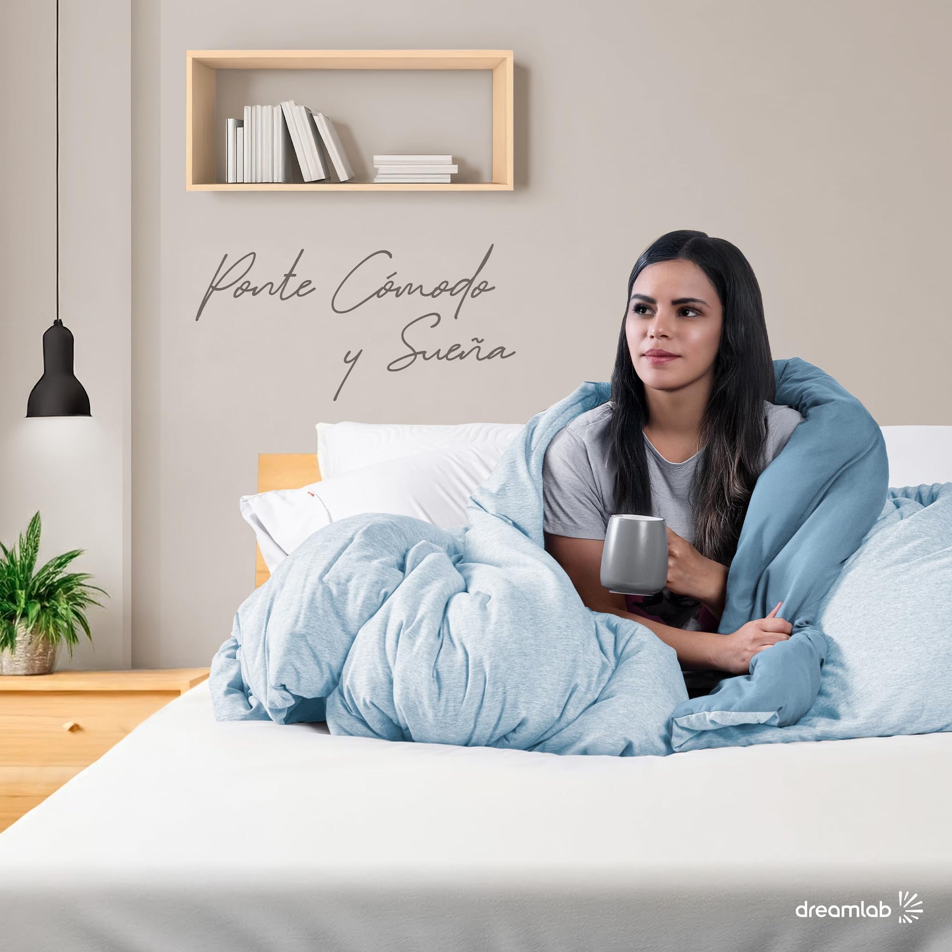 Edredón Dreamlab Azul Jaspeado Hipoalergénico para Toda Estación Matrimonial