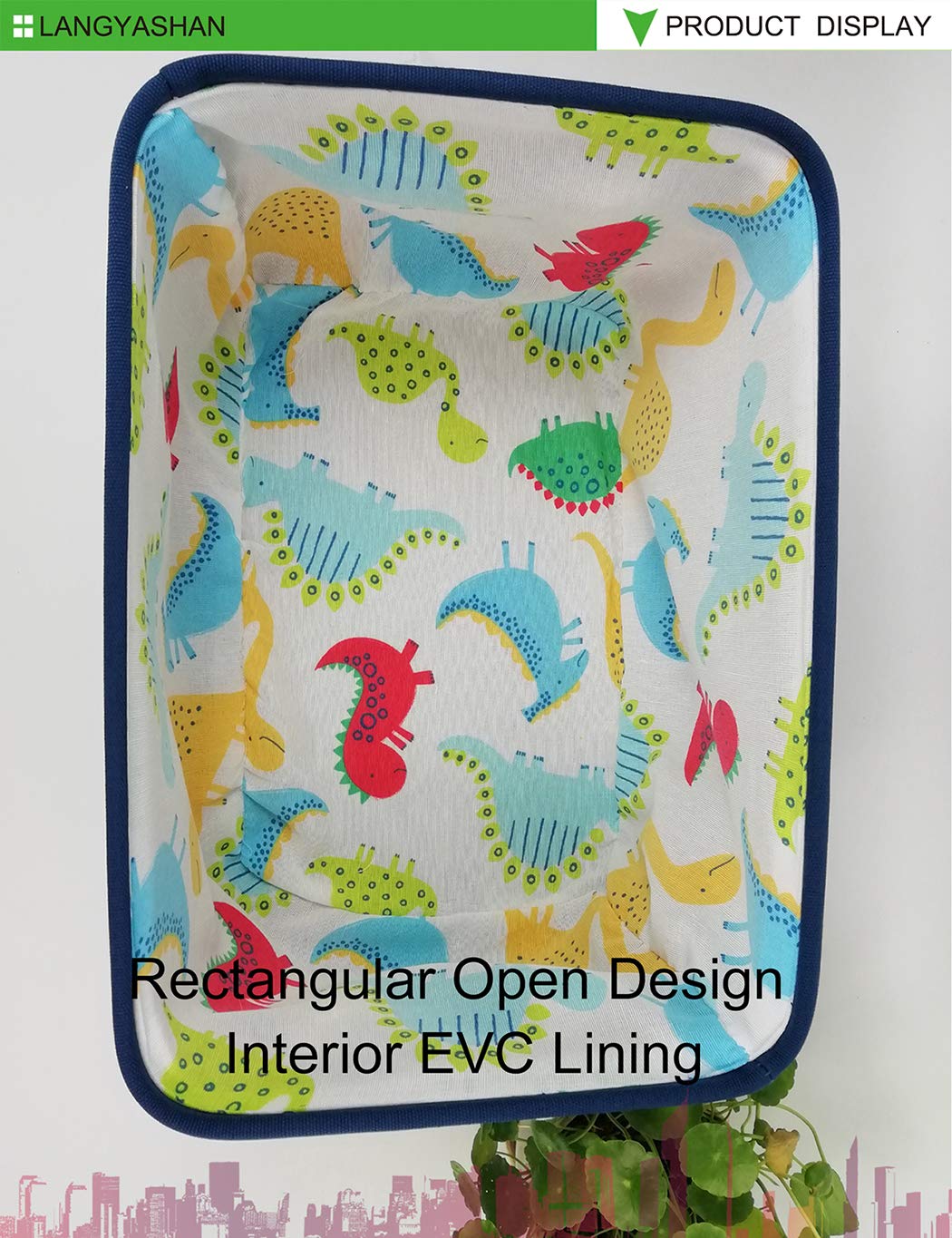 LANGYASHAN - Contenedor rectangular de almacenamiento de lona plegable con asas para organizar el hogar, cocina, niños y niñas, juguetes, oficina, clóset, cestas (juguetes marinos)