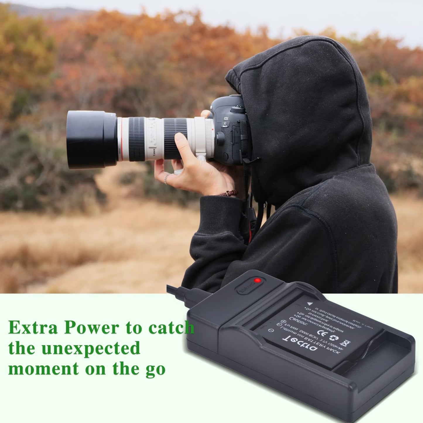 Kit de Batería y Cargador para Panasonic Lumix Tectra Negro