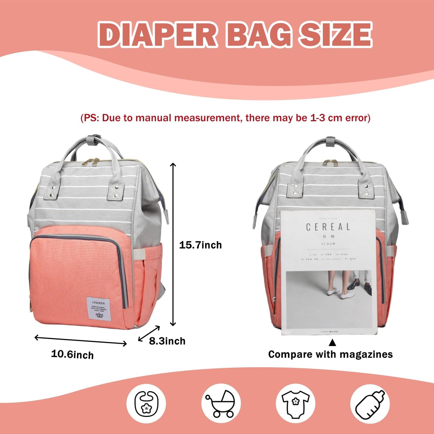 Armbq - Bolsa de pañales multifunción impermeable para mamá, esencial para bebé, mochila de viaje, Amarillo, Large, Mochilas de viaje