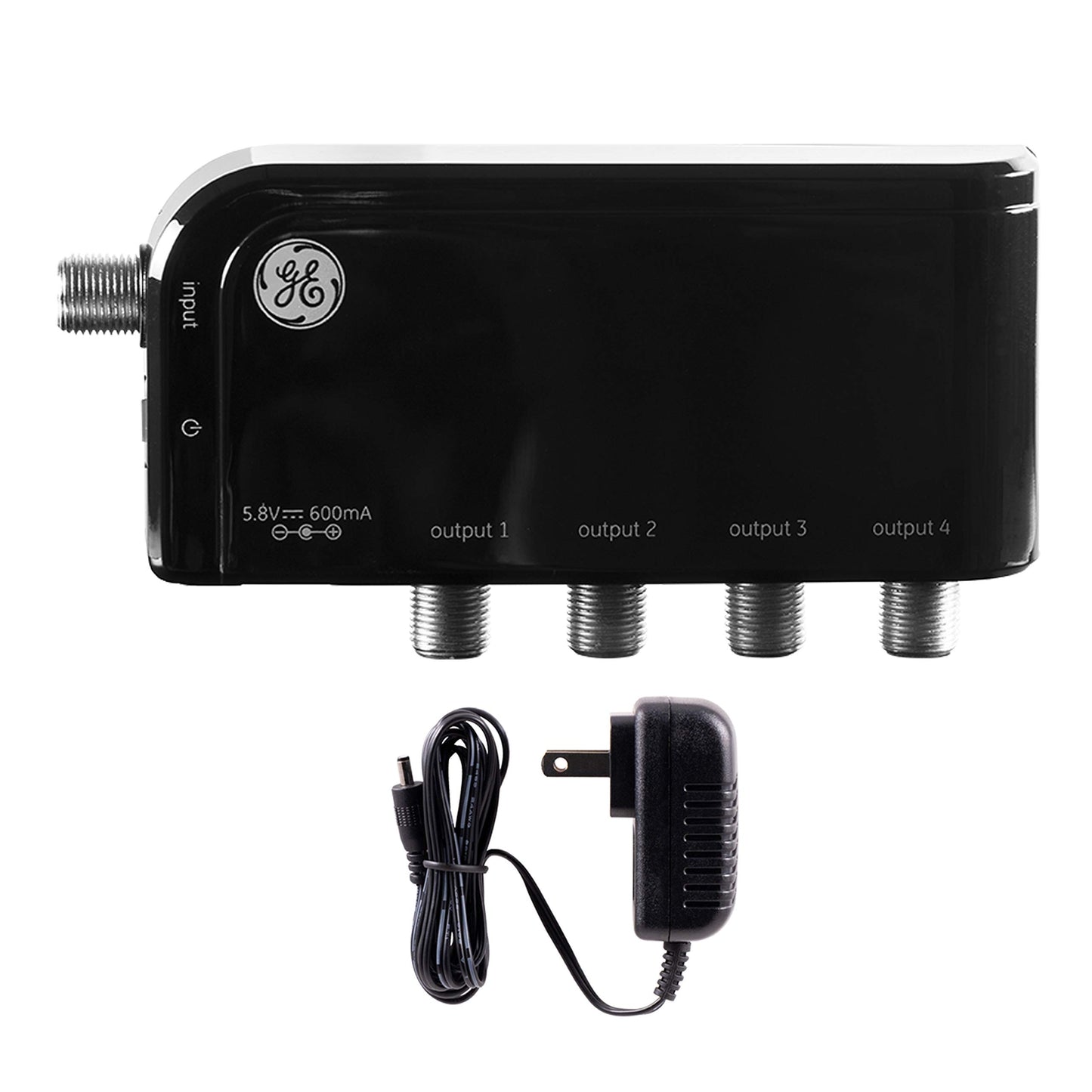 GE Divisor de Amplificador de Antena de TV de 4 vías, Ilumina la Baja Intensidad, distribuye la señal a Varios televisores, Amplificador de señal 34479