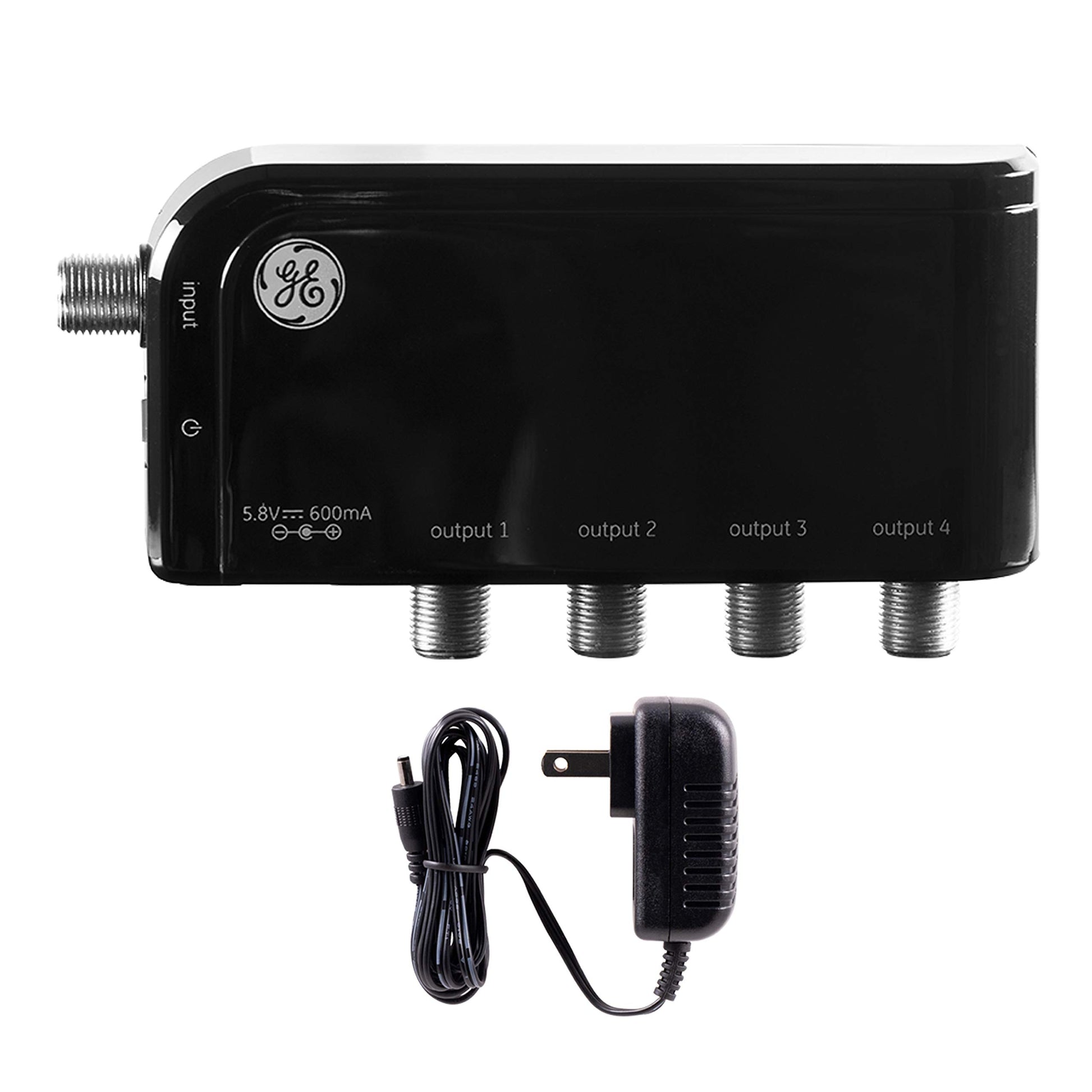 GE Divisor de Amplificador de Antena de TV de 4 vías, Ilumina la Baja Intensidad, distribuye la señal a Varios televisores, Amplificador de señal 34479