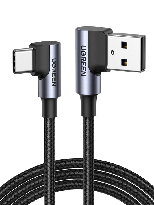 Cable USB Tipo C UGREEN Negro Nylon Trenzado Carga Rápida 0.5M Compatible con iPhone y Galaxy
