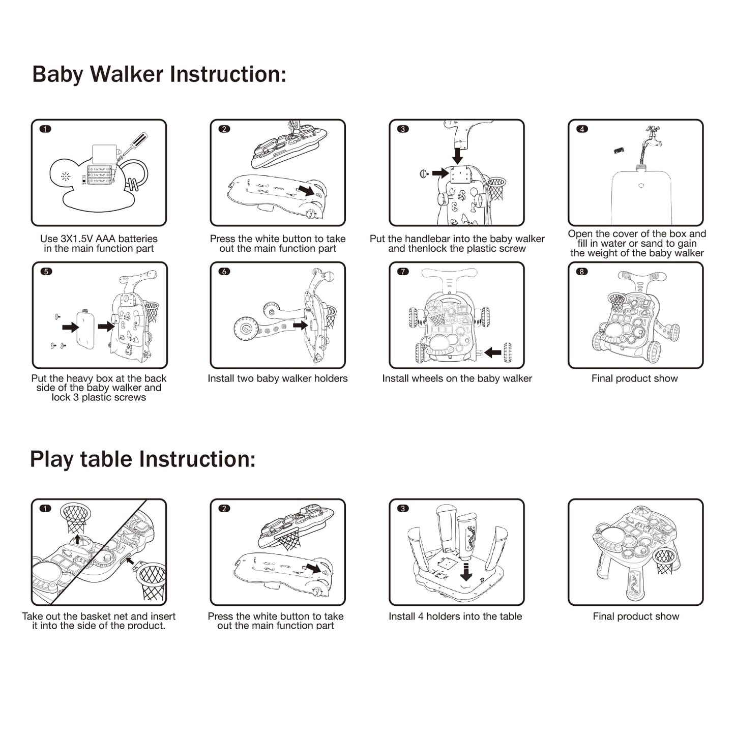QDRAGON 3 en 1 Baby Walker y centro de actividades para niña, aprendiendo a caminar, sentarse para estar de pie, juguetes educativos tempranos con panel de música para bebés más de 12 meses, color