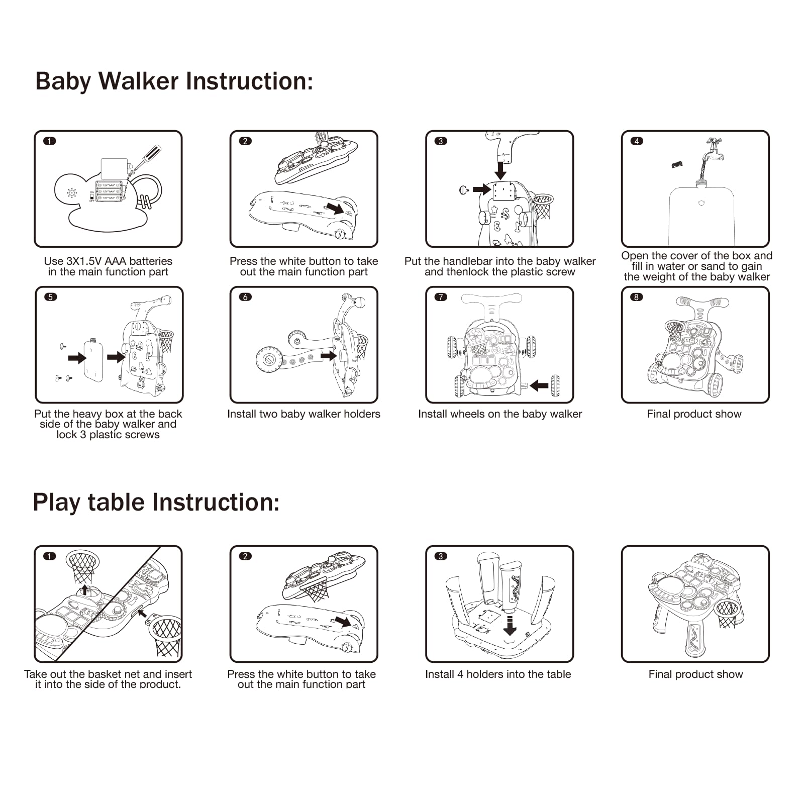 QDRAGON 3 en 1 Baby Walker y centro de actividades para niña, aprendiendo a caminar, sentarse para estar de pie, juguetes educativos tempranos con panel de música para bebés más de 12 meses, color
