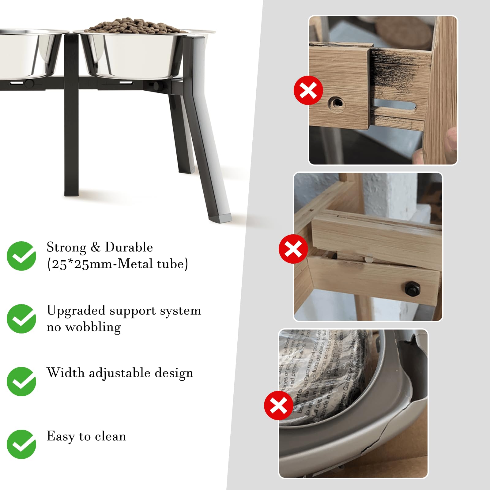 Soporte para Cuencos SHAINFUN Ajustable para Perros Medianos y Grandes