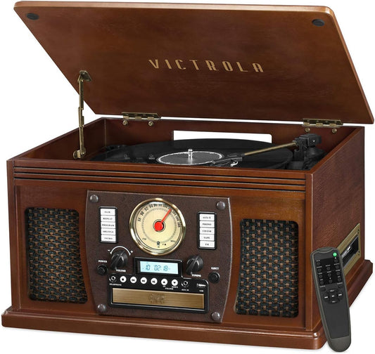 Tocadiscos Bluetooth Victrola Espresso 8-en-1 con Altavoces Integrados y Reproducción Inalámbrica