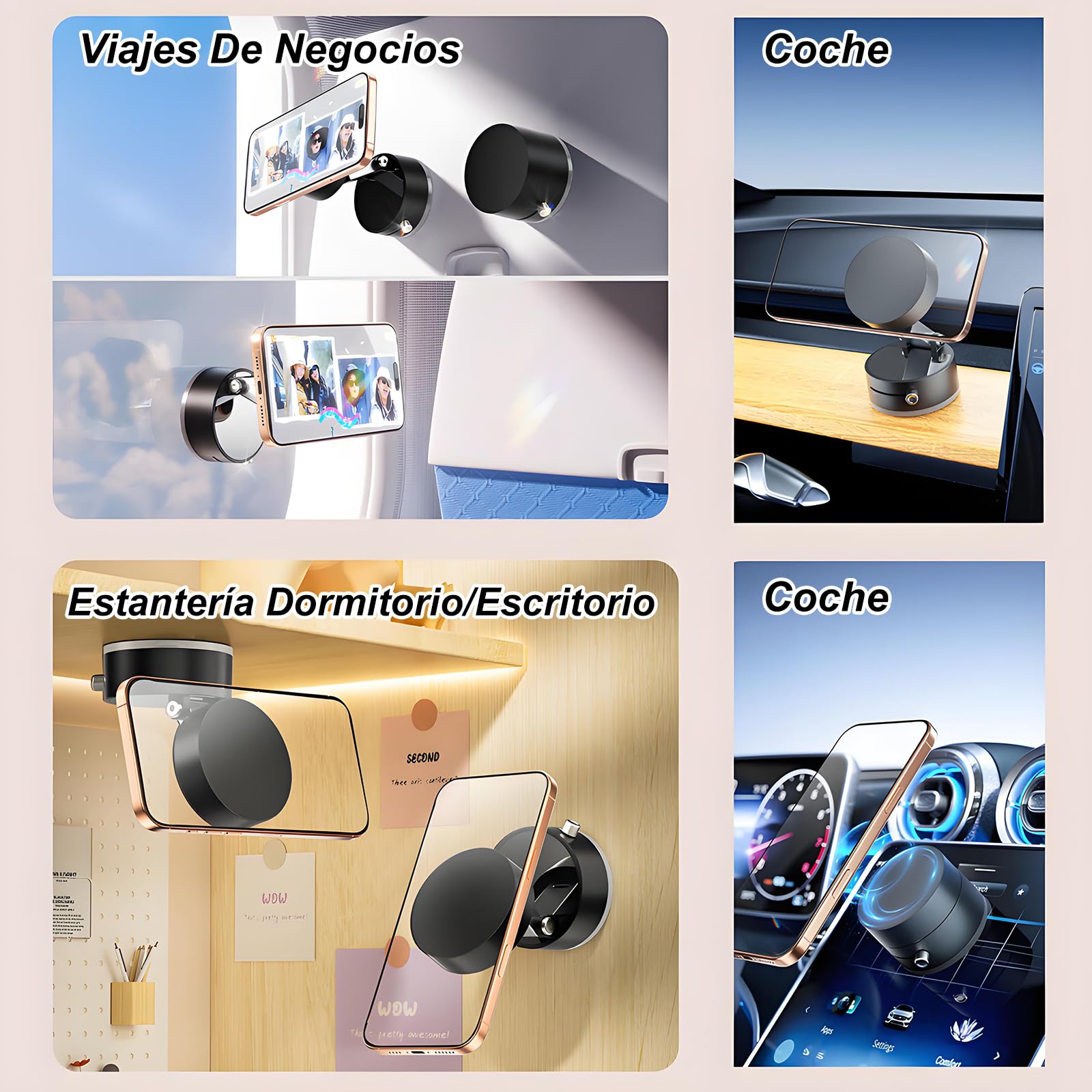 FEISEDY Soporte de teléfono magnético Plegable para Coche, diseño de Ventosa de vacío Adecuado para iPhone,para Magsafe Funda para móvil fácil de Instalar Soporte sólido