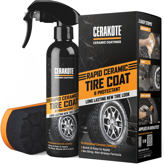 Cerakote® Rapid Spray de cerámica para neumáticos – Revestimiento de cerámica de larga duración con nuevo aspecto de neumáticos para automóviles y camiones, aplicador fácil de usar y secado rápido