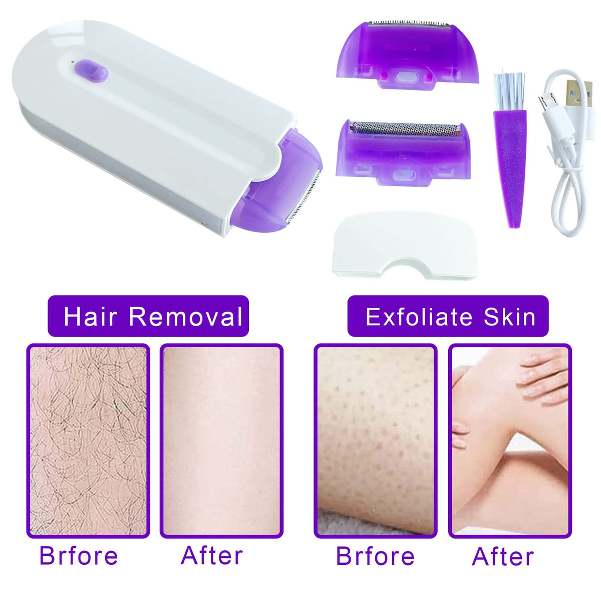 GNDROO Borrador de Pelo Suave y Sedoso de Enfoque, Herramienta Portátil de Depilación Indolora, Depiladora Recargable, Removedor de Vello Suave Al Tacto, Aplicable A Cualquier Parte Del Cuerpo, Regalo
