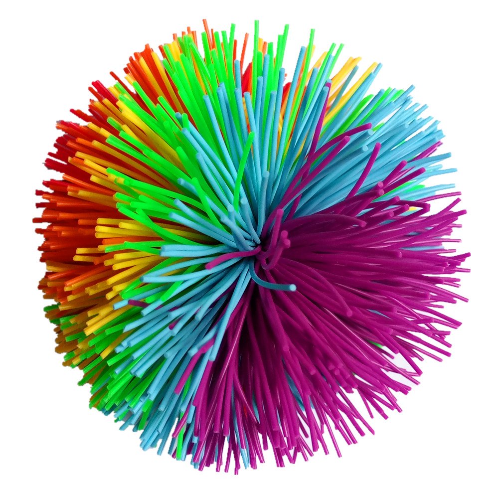 Bola grande de silicona con cuerda de arco iris de 4.5 pulgadas, bola esponjosa, bola de estrés de overol (arco iris)