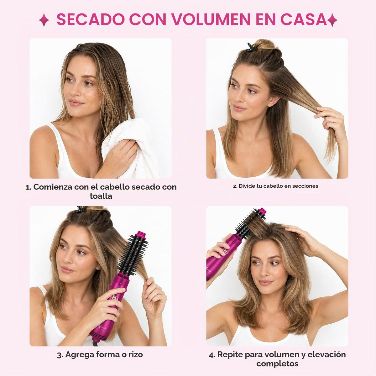 Cepillo 4 en 1 Aima Beauty Cerámica Aire Caliente