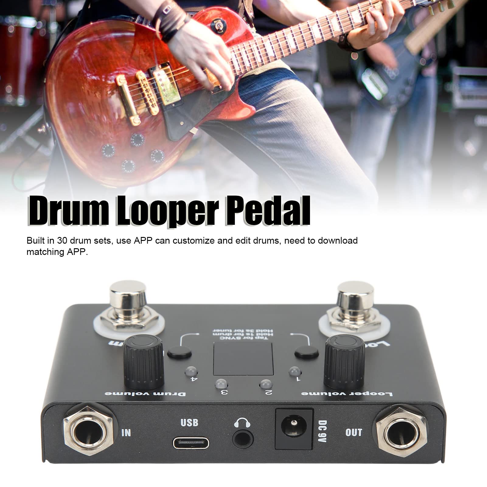 Efecto de bucle, caja de ritmos Looper Pedal Sensible Afinación precisa Metal Alta resistencia para equipos de audio