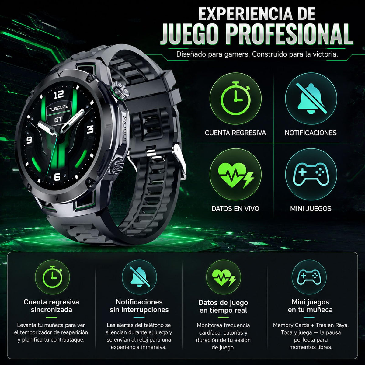 Smartwatch Infinix Pro AMOLED IP68 para Hombre