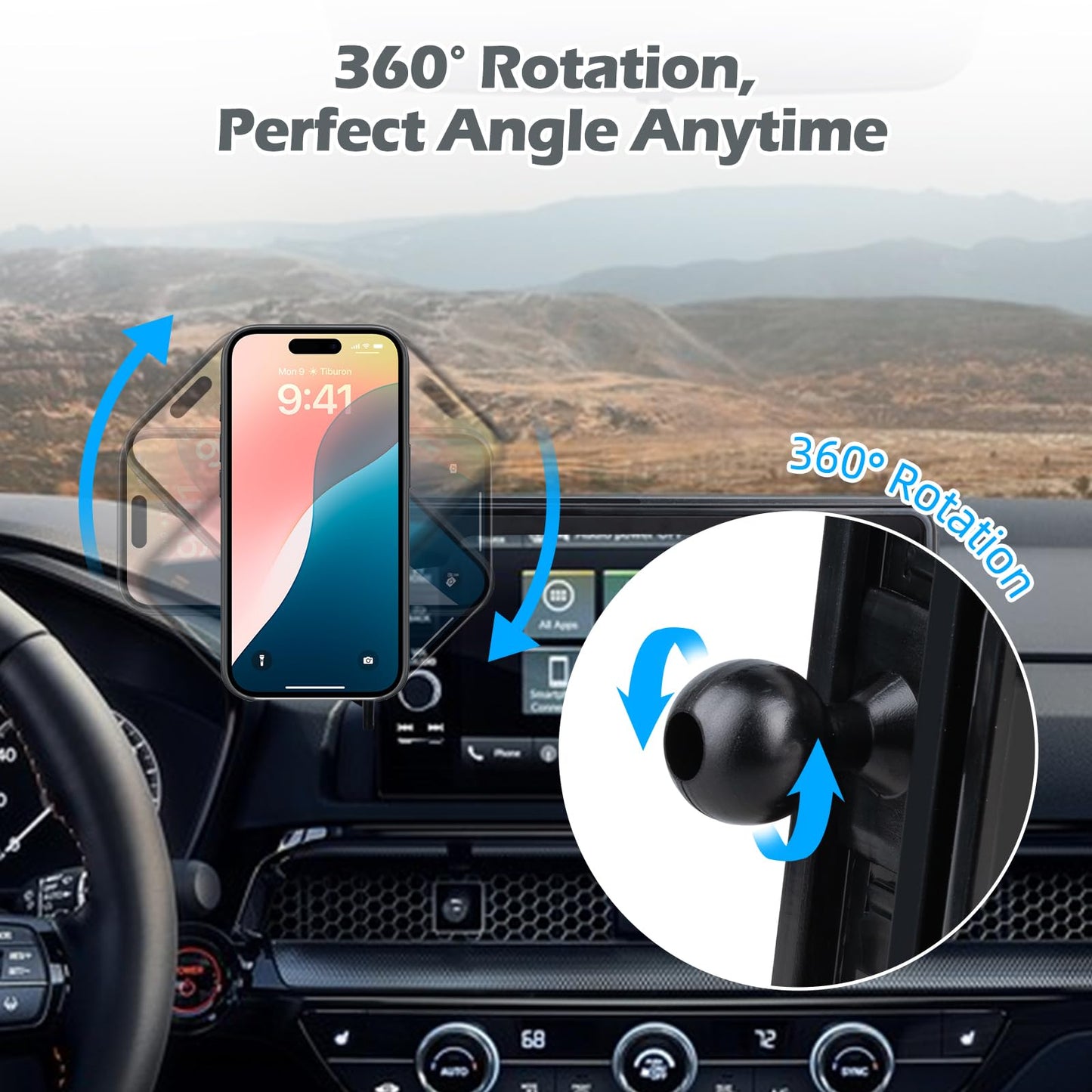 COCGVEL - Soporte para teléfono de coche compatible con Honda HR-V 2023-2025 /CR-V 2023-2025 con visualización de 9 pulgadas, soporte para teléfono compatible con MagSafe Accesorios de montaje para