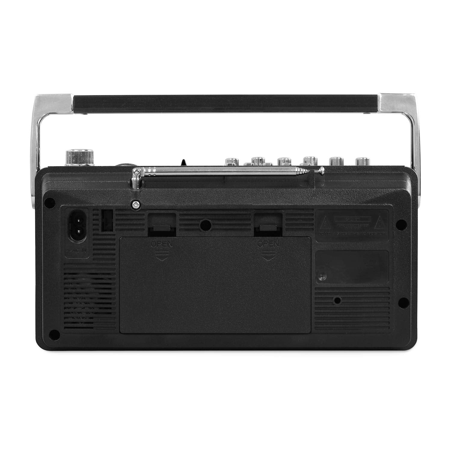 Mini Boombox Bluetooth Victrola Gris con Radio Am/Fm y Reproductor de Casetes