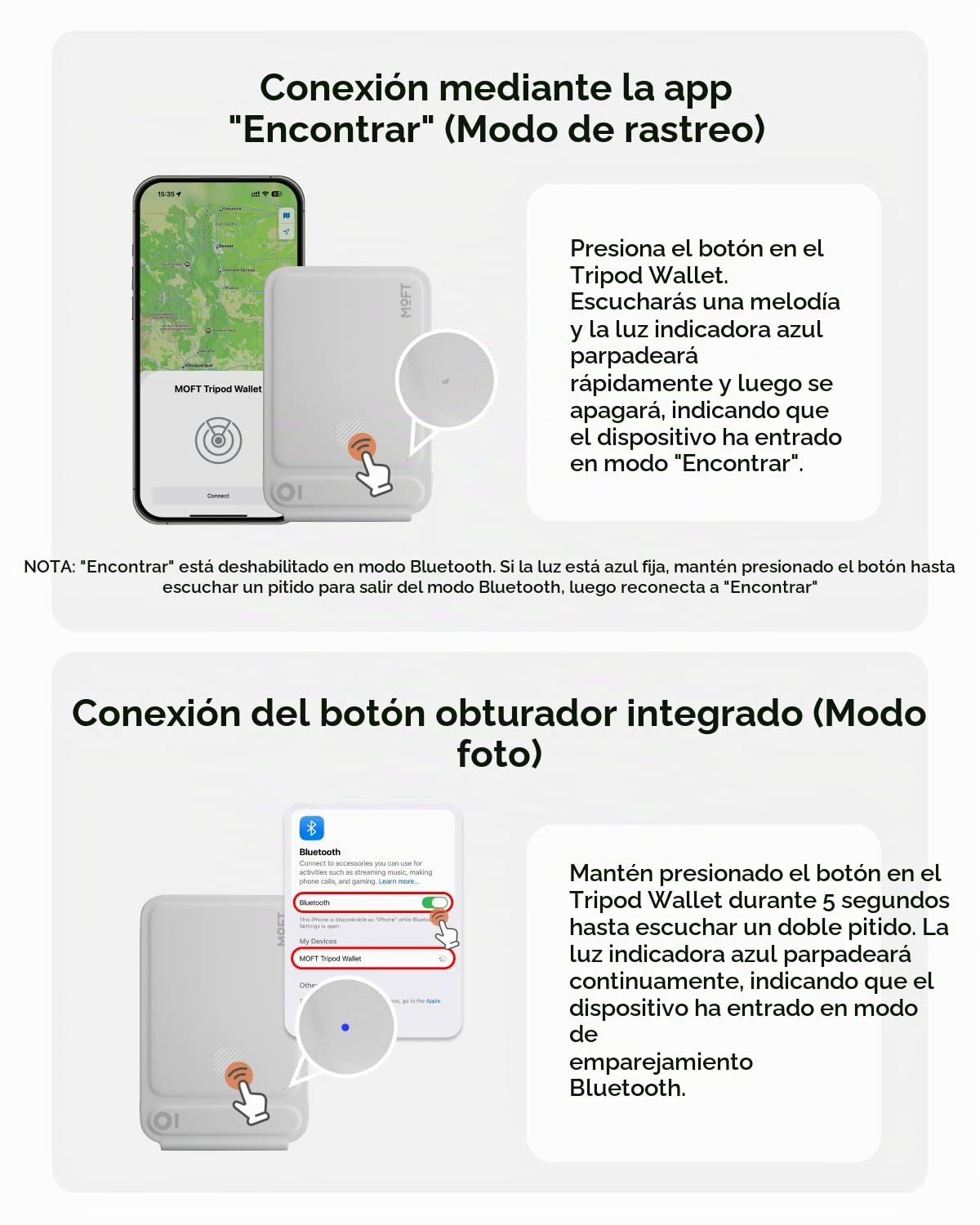 Portafolios de Trípode MOFT MagSafe Find 4 en 1 Rastreable para Selfie