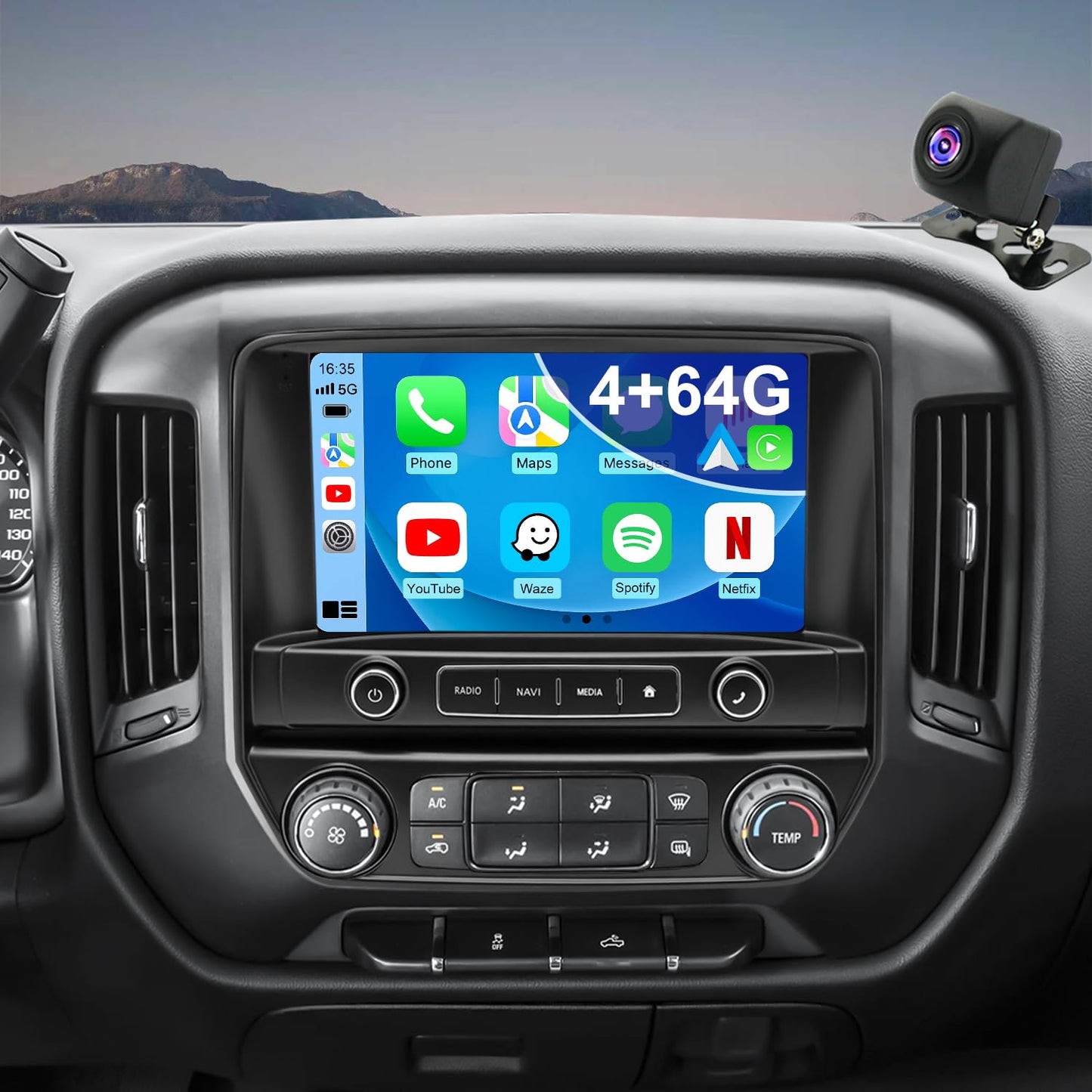 Radio de Coche 4G+64G 10'' Estéreo para Chevrolet Chevy Silverado 1500/2500/3500 2014-2018, GMC Sierra 1500/2500/3500 2014-2018, Pantalla Táctil, CarPlay/Android Auto GPS FM Bluetooth WiFi Cámara