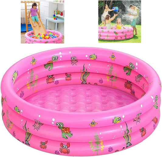 Jesir Piscina Inflable Infantil, Mini Alberca Redonda de 3 Niveles, Juguete de Agua para Niños y Niñas, Rosa, 130x40 cm