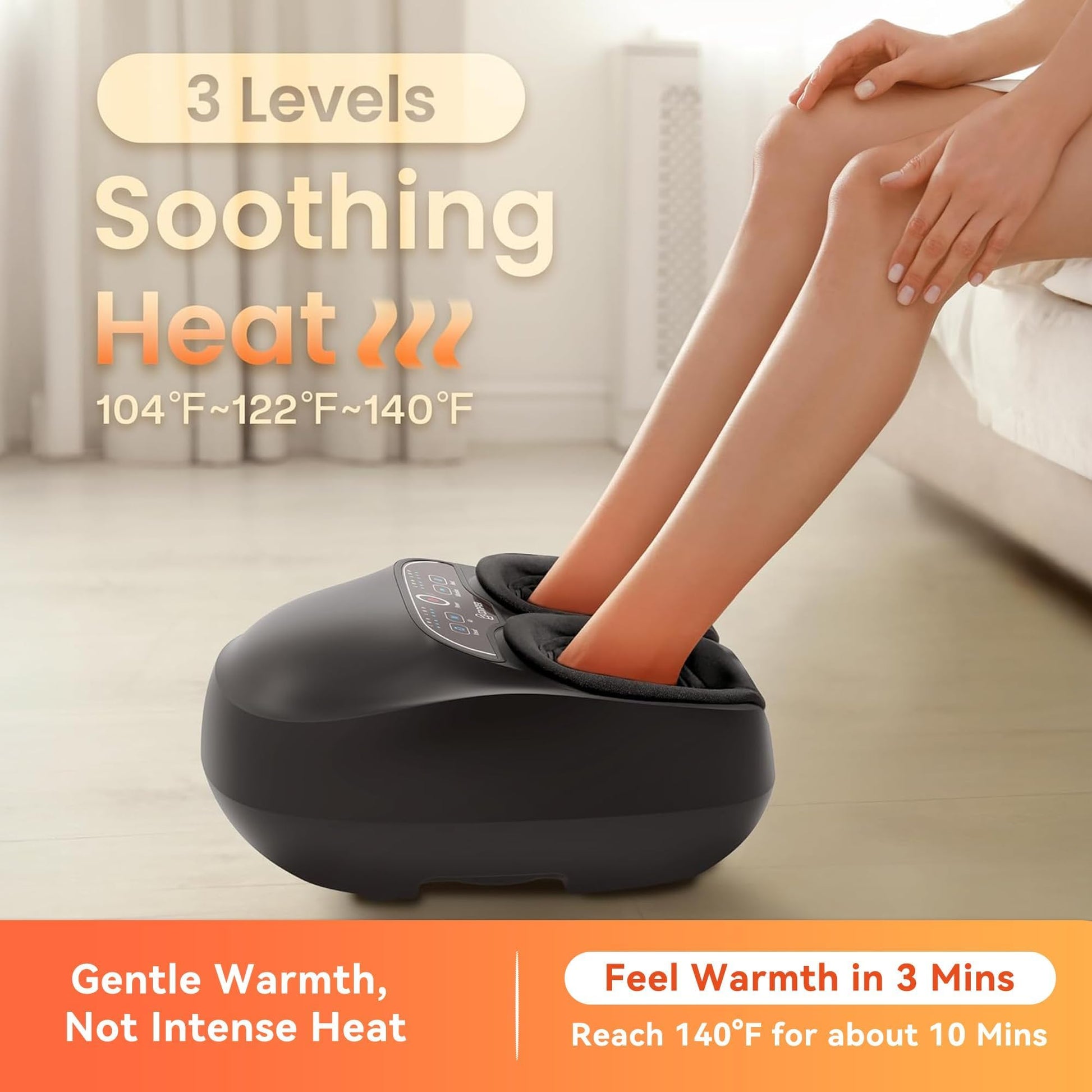 COMFIER Máquina Masajeadora De Pies Con Calor, Shiatsu, Kneading, Compresión, Ideal Para Neuropatía Y Fascitis Plantar, Control Remoto, Ajustes Personalizables, Función De Pausa, Negro