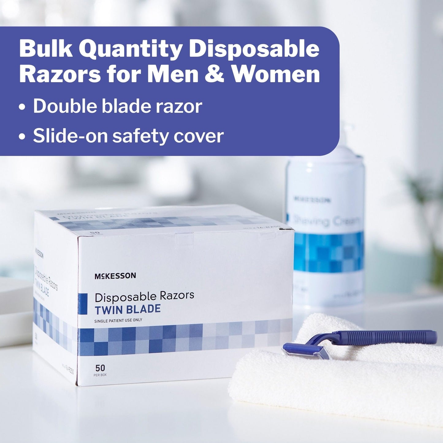 McKesson Performance Plus Double Edge Prep Razor Disposable - Box of 24 - Model 16-rz24