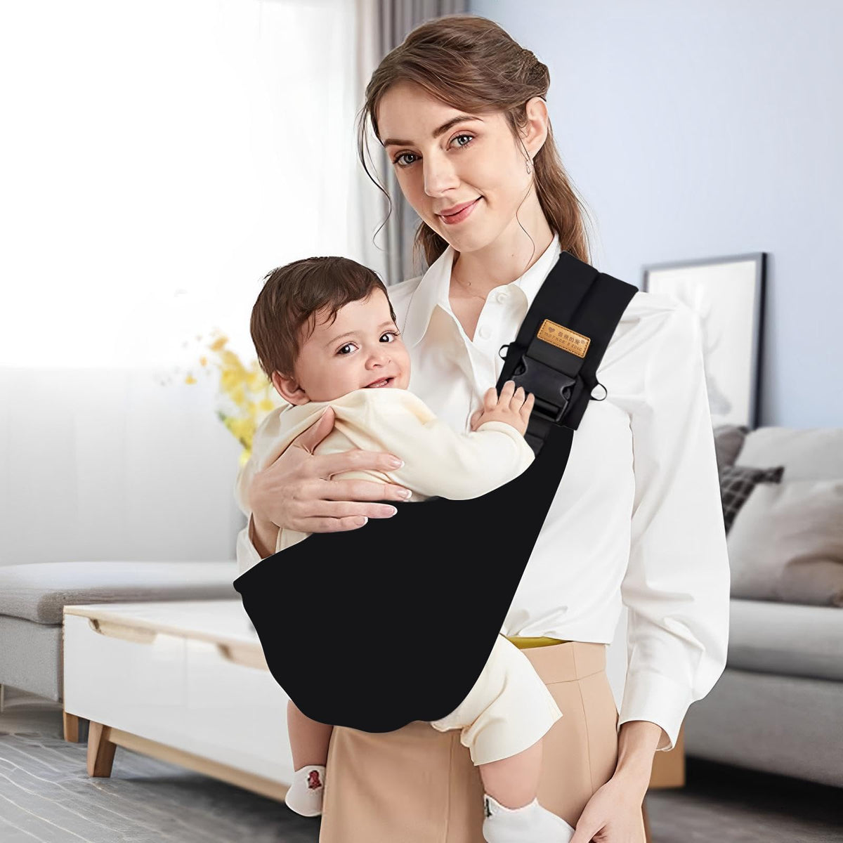NUIO Porta Bebe, Mochila Ergonomica Bebe,Cangurera para Bebe Ajustable y Transpirable, Multifuncional y que Ahorra trabajo, Soporte Firme para Bebé, Apto para Niños de 3 a 24 Meses (Negro puro)