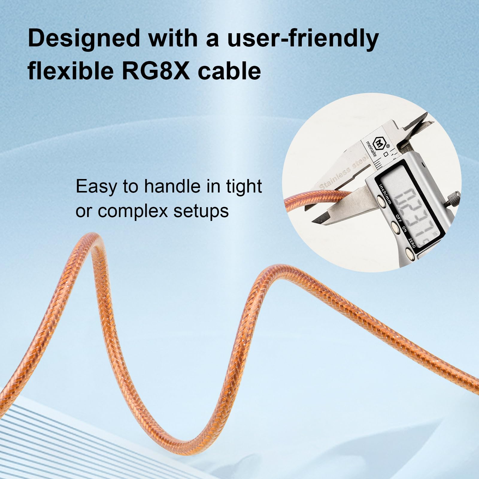 XRDS -RF 4.57M RG8X Cable coaxial con conectores macho PL259 UHF, núcleo de cobre sólido, blindaje trenzado, cable CB para radio ham, radio HF y dispositivos de comunicación