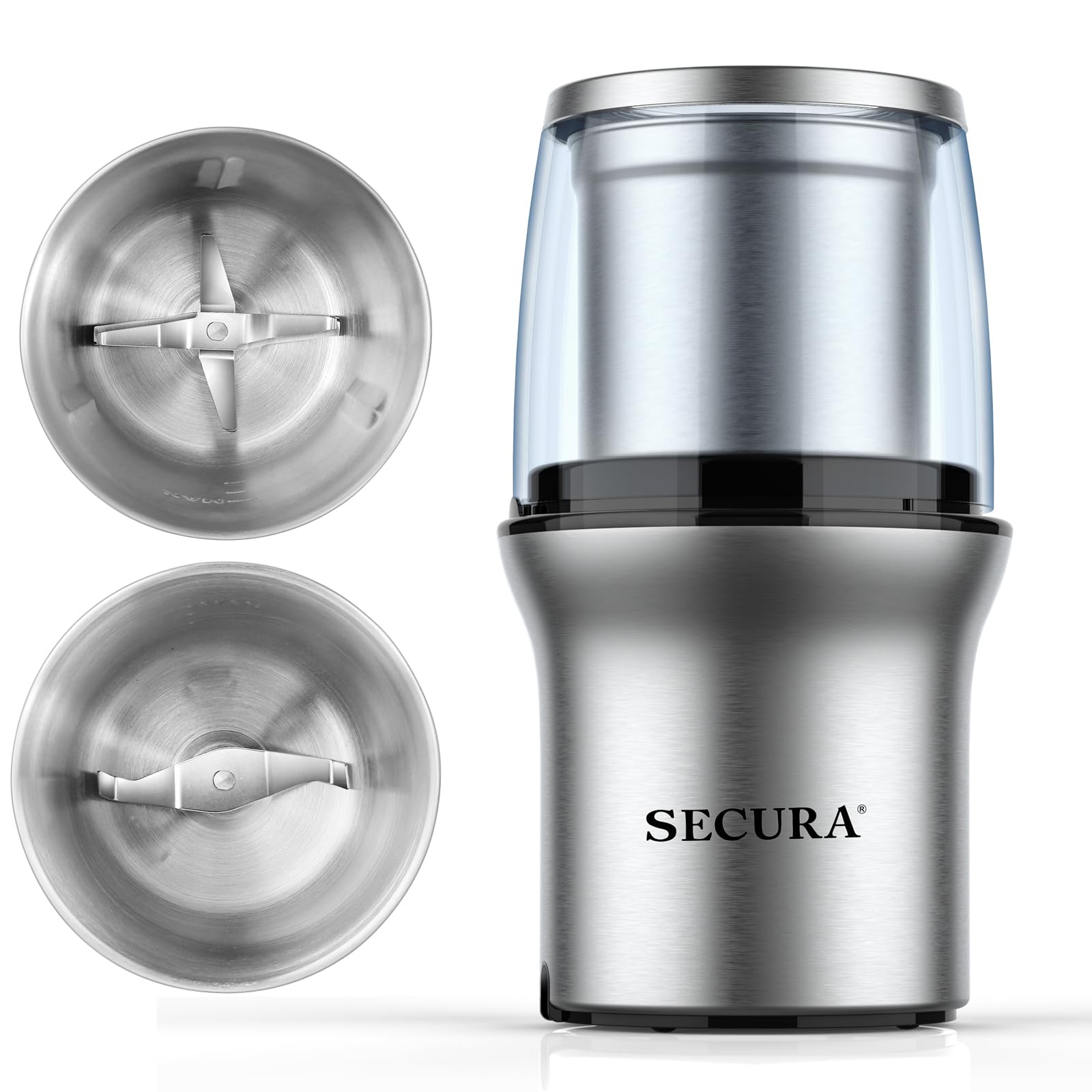 Molinillo Eléctrico Secura de Café y Especias con Cuchillas de Acero Inoxidable