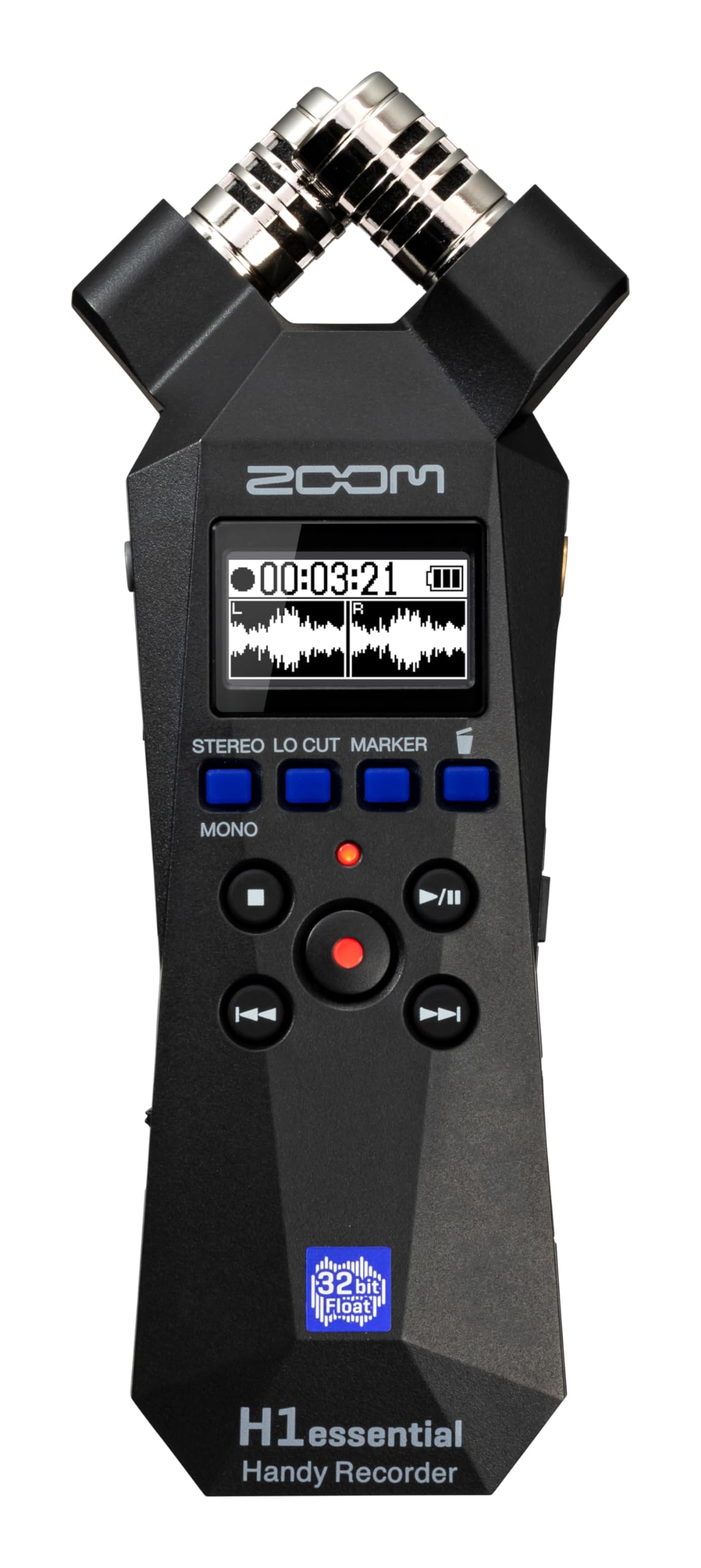 Grabadora Estéreo Zoom H1essential Blanca con Micrófonos X/Y y Flotador de 32 Bits para Músicos y Creadores