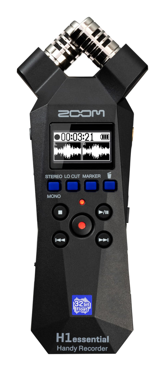 Grabadora Estéreo Zoom H1essential Blanca con Micrófonos X/Y y Flotador de 32 Bits para Músicos y Creadores