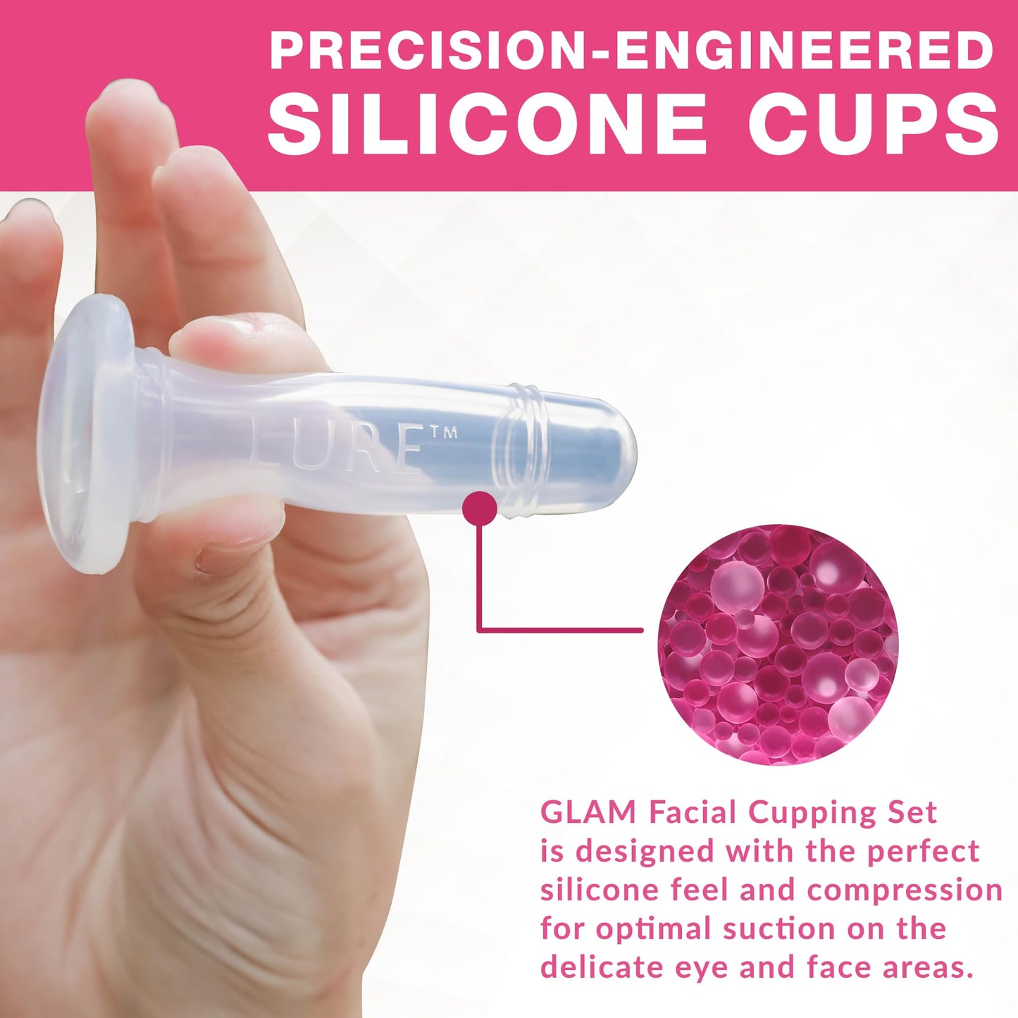LURE Home Spa Glam Face and Eye Cupping Massage Set with Free Cleansing Brush for Instantly Ageless Look Natural Anti Aging Solution Reduces Fine Lines & Deep Wrinkles, Improves Collagen