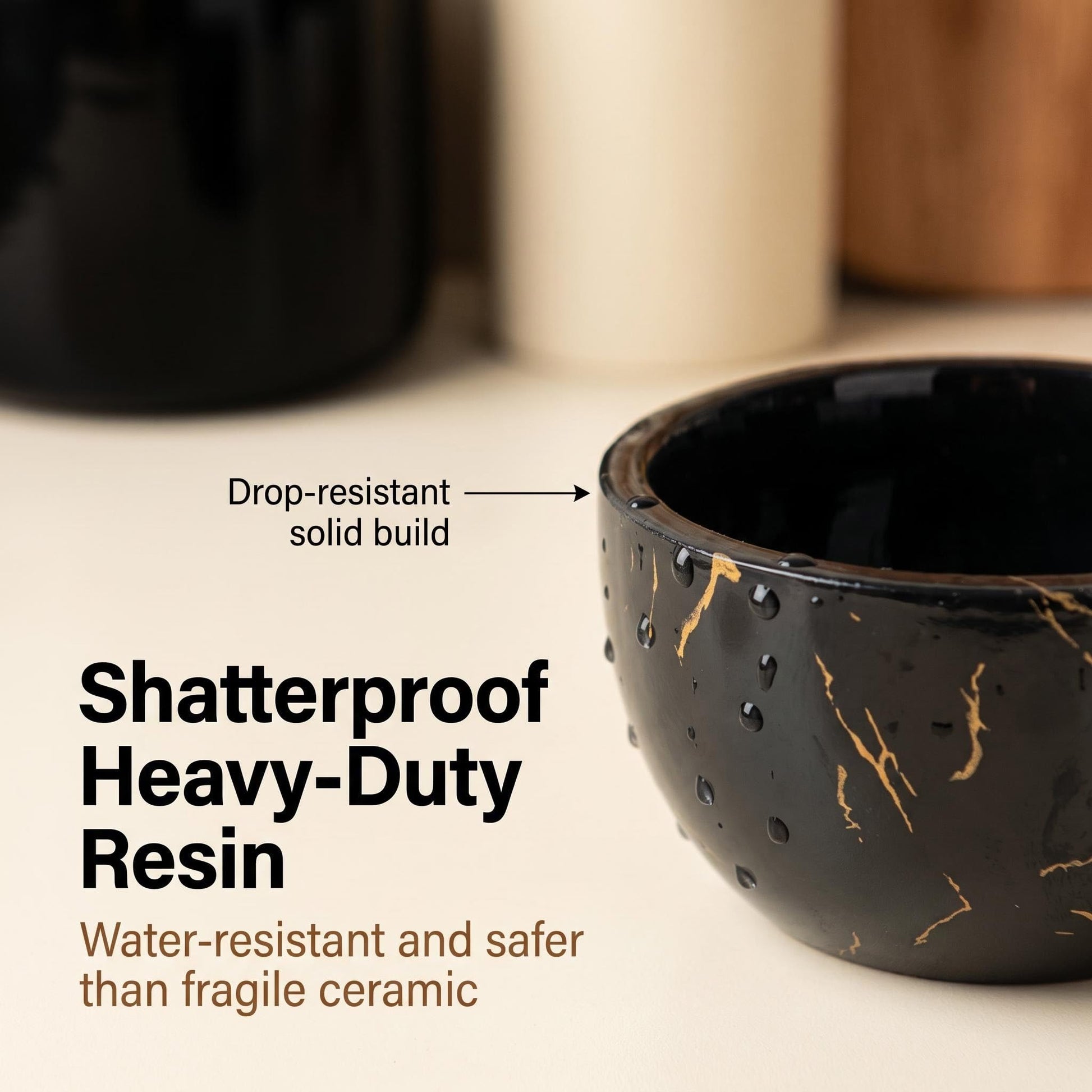 dgudgu - Taza de afeitar de resina negra para afeitar, crema de afeitar y jabón, taza