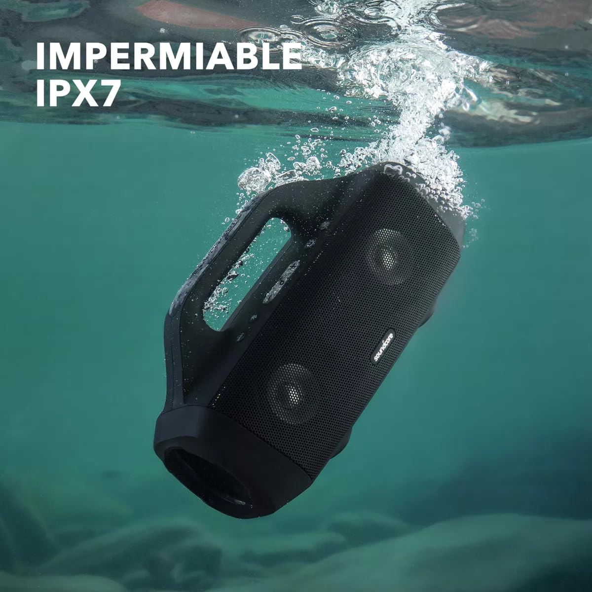 Soundcore by Anker Motion Boom Bocinas Portátiles para Exteriores con Controladores de Titanio, BassUp, IPX7, 24h de Reproducción, App, Bluetooth, Ideal para Camping