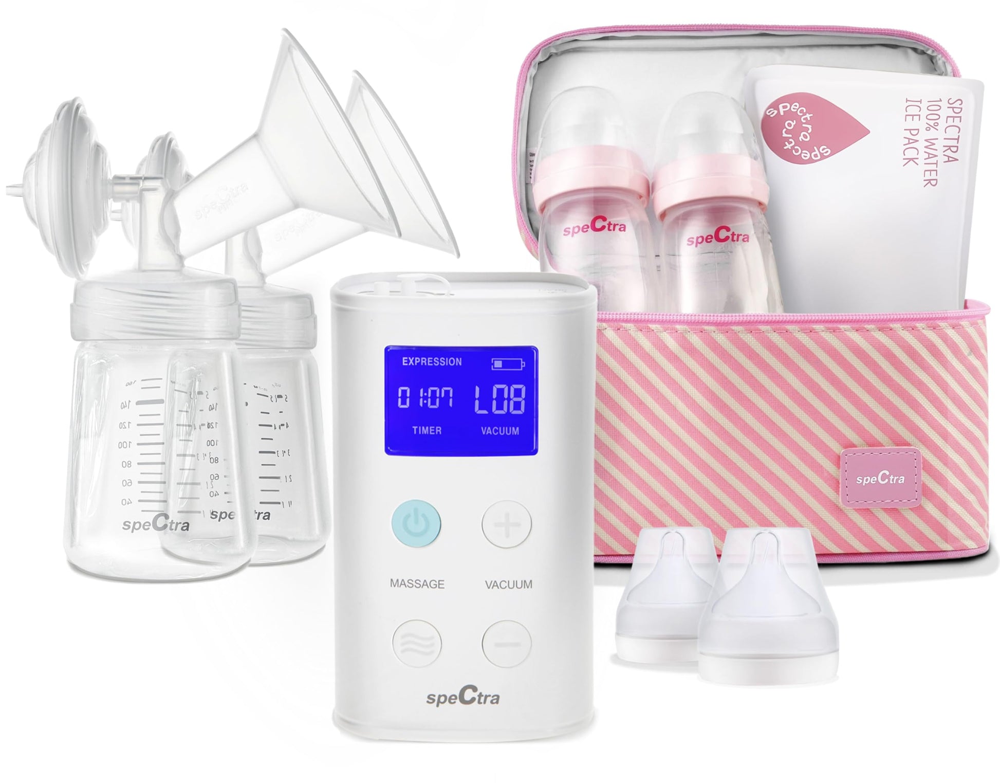 Extractor de Leche Eléctrico Doble Spectra 9 Plus Portátil con Hielera y Batería Recargable para Almacenamiento de Leche Materna