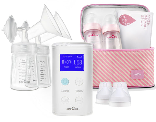Extractor de Leche Eléctrico Doble Spectra 9 Plus Portátil con Hielera y Batería Recargable para Almacenamiento de Leche Materna