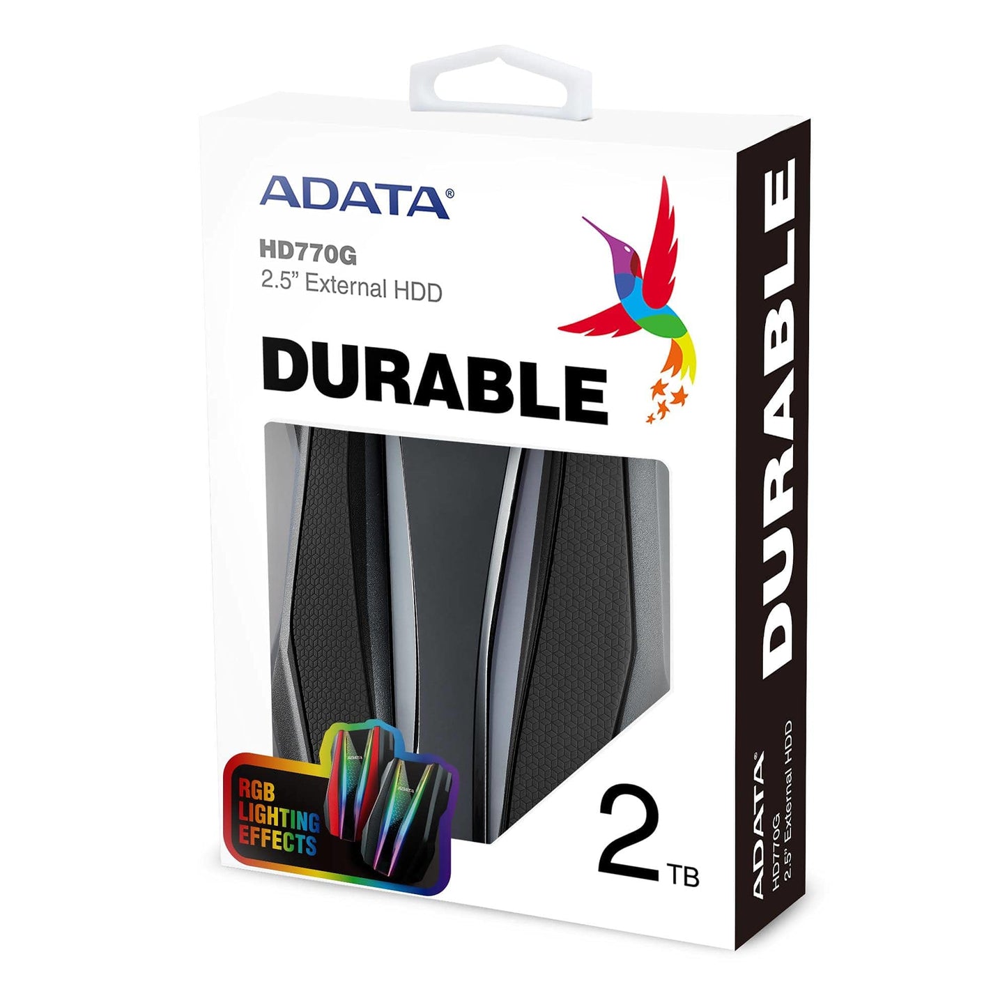 Disco Duro Externo ADATA Negro Resistente a Golpes, Agua y Polvo RGB 2 TB Certificación Grado Militar