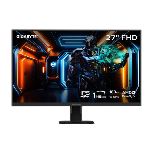 GIGABYTE Monitor GS27FA LED 27 Pulgadas, 1920x1080 Full HD, 180Hz, 1ms, DP/HDMI, Negro