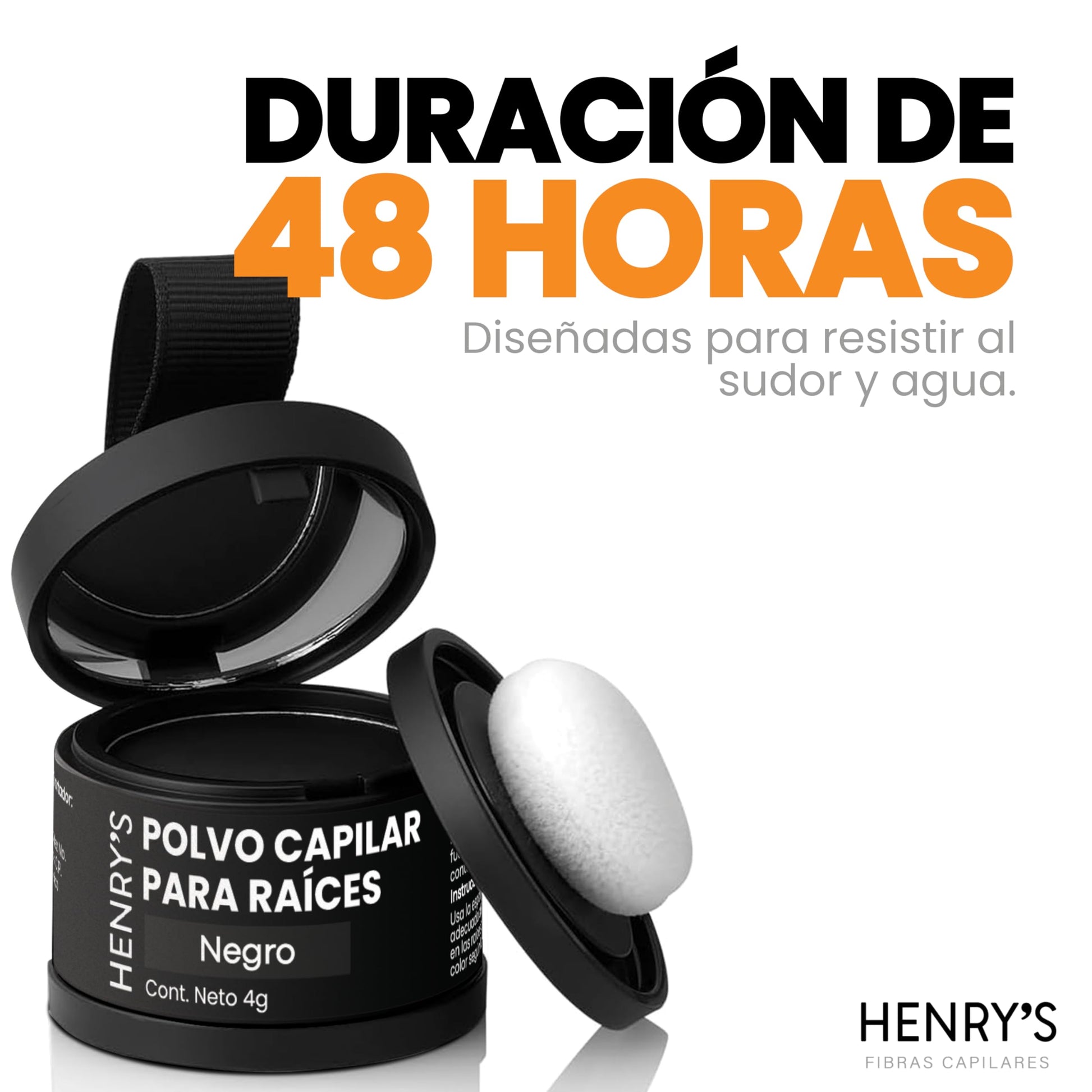 Henrys Polvo para Retocar Raíces Negro, Rellena Zonas Escasas, Define la Línea del Cabello y Cubre el Crecimiento de Raíces al Instante y en Cualquier Momento, Fibras Capilares Hairline Powder. Calvicie, Caida de Cabello o falta de Volumen para Mujer y Ho
