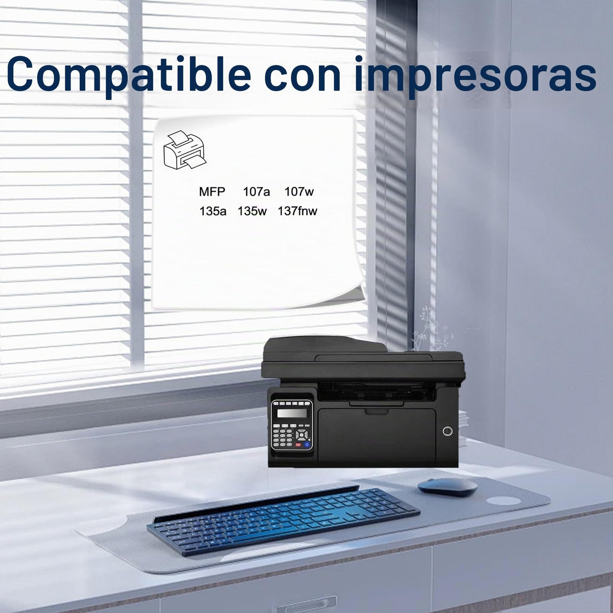 Cartucho de Tóner Compatible HP Negro 105X para Impresora LaserJet MFP 107a 107w 135a 135w 137