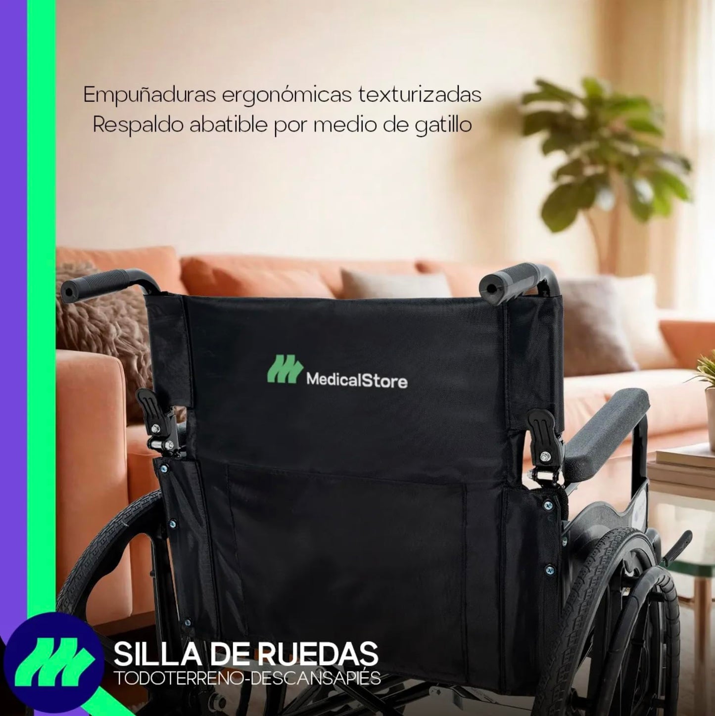 Silla De Ruedas MEDICAL STORE Rojo Todo Terreno Plegable para Adulto Mayor