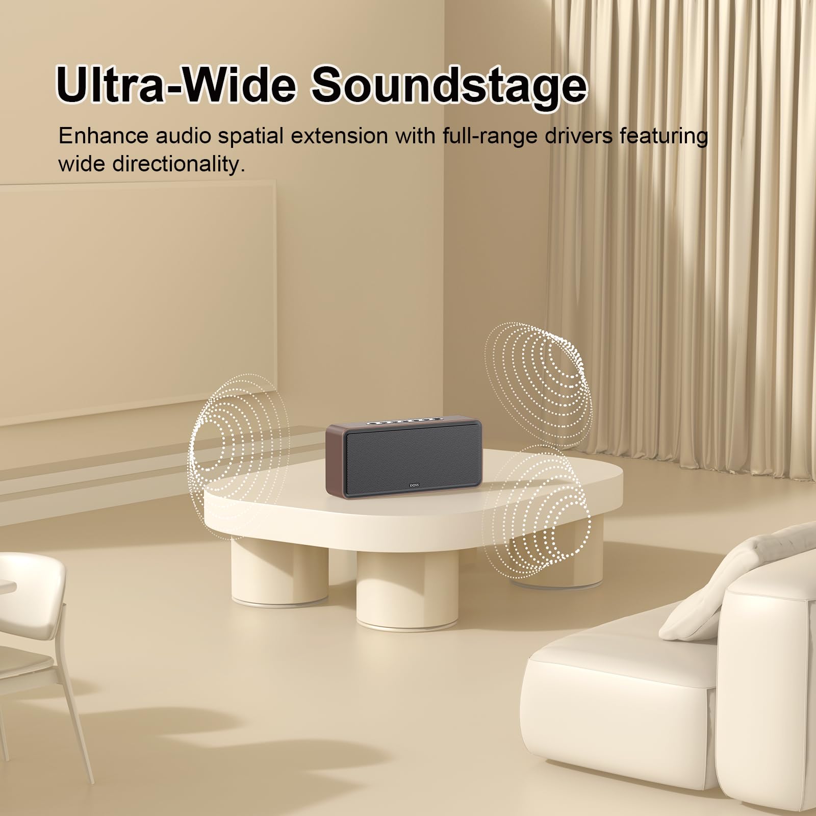 DOSS SoundBox XL - Altavoz Bluetooth con subwoofer, sonido fuerte de 32 W con graves en auge, tecnologías DSP, tiempo de reproducción de 10 horas, USB-C, TWS, canal de audio 2.1 para el hogar,
