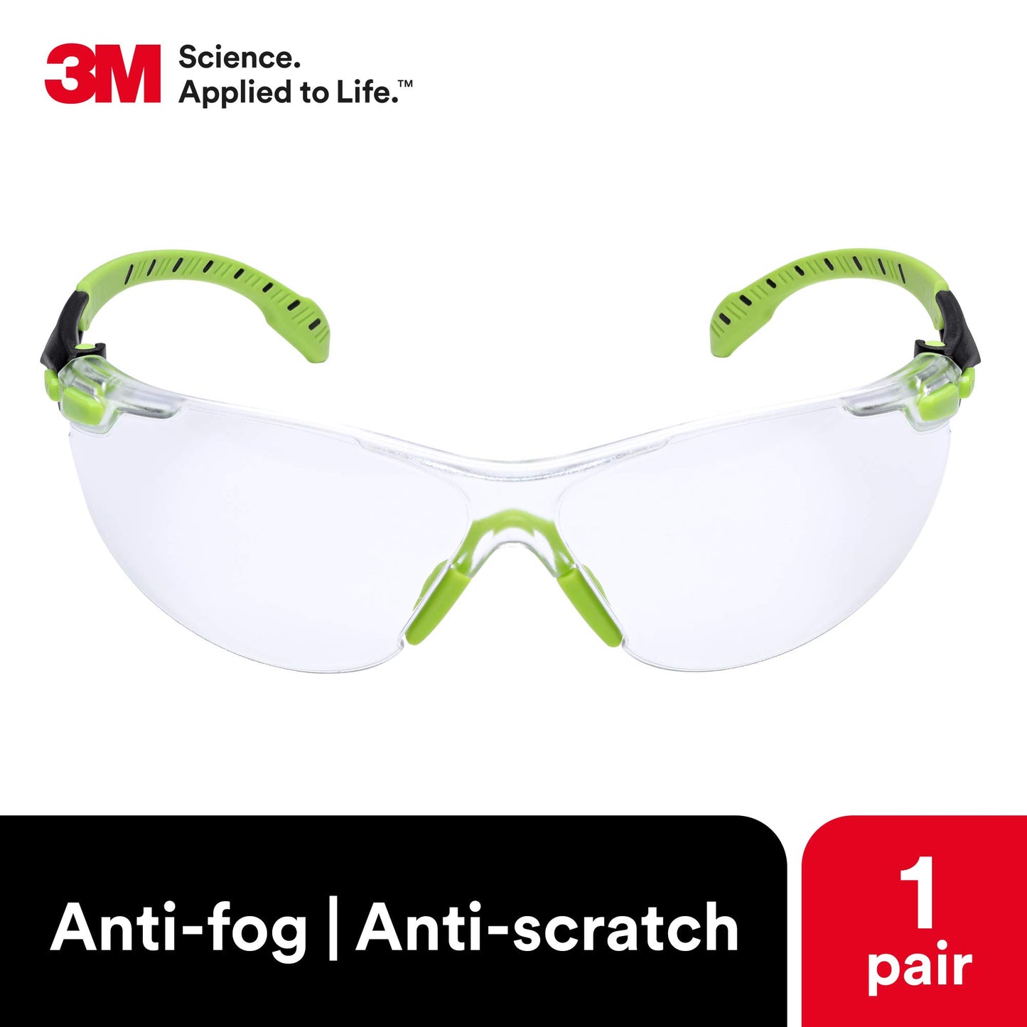 Lentes Protectores 3M Solus Serie 1000 Verde y Negro con Revestimiento Antivaho Scotchgard