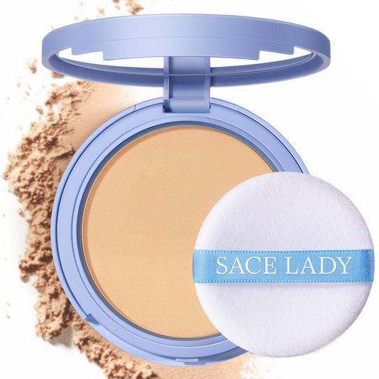 Base Polvo Compacto SACE LADY Control de Aceite Mate, Maquillaje Duradero Con Harina Impermeable, Adecuado Para Cosméticos Femeninos Sin Defectos (02, 0.35Oz)