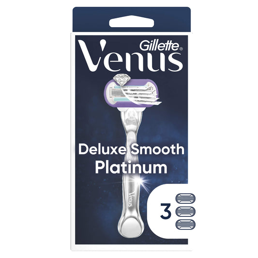 Maquinilla de Afeitar Gillette Venus Deluxe Smooth Platinum Metal 3 Recambios para Mujer