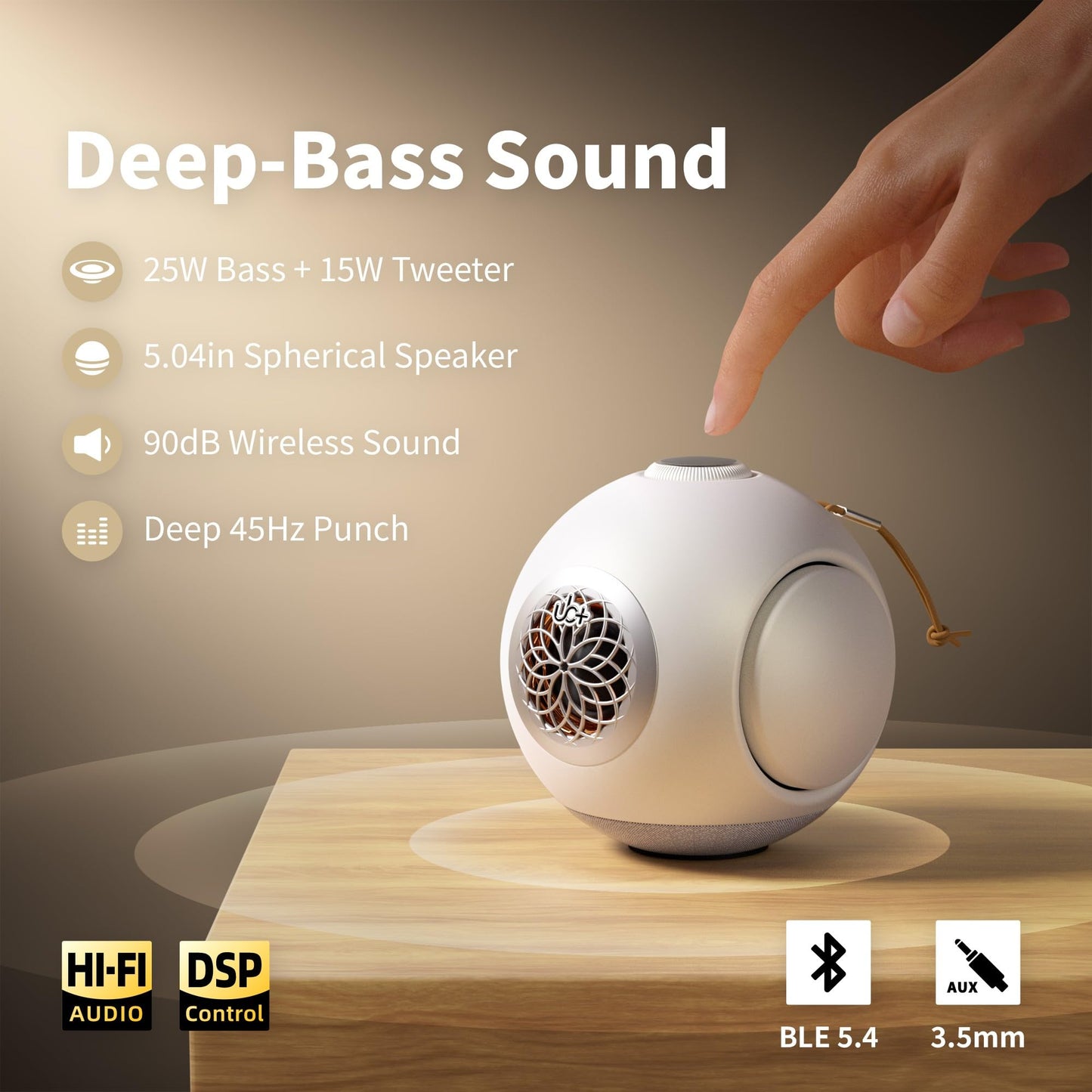 UB+ dBMiNi Bocina Bluetooth de Bajo Pequeño y Contundente, Portátil, Inalámbrica, Sonido Estéreo Fuerte de 40W, 20 Horas de Reproducción, Batería de Larga Duración, IPX5, Bluetooth 5.4, EQ, TWS