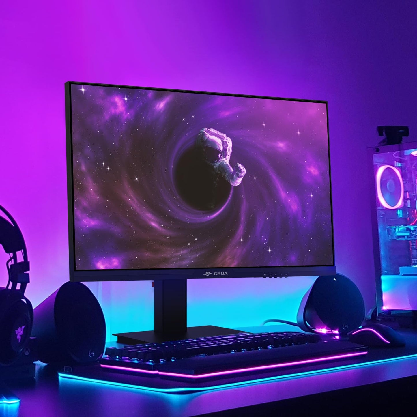 CRUA - Monitor para Juegos de 24.5 Pulgadas, 144 Hz/165 Hz, FHD 100% sRGB, Monitor Vertical Ajustable de Altura/pivote/Giratorio/inclinación, Compatible con FreeSync, DisplayPort, HDMI, Montaje en