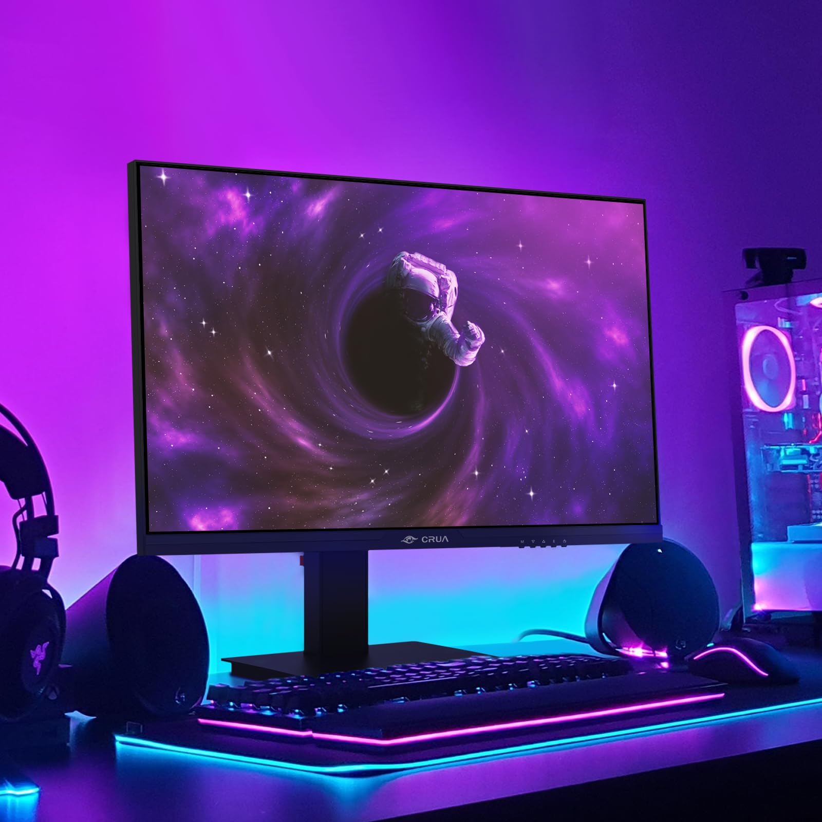 CRUA - Monitor para Juegos de 24.5 Pulgadas, 144 Hz/165 Hz, FHD 100% sRGB, Monitor Vertical Ajustable de Altura/pivote/Giratorio/inclinación, Compatible con FreeSync, DisplayPort, HDMI, Montaje en