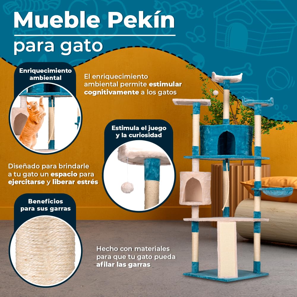 Fancy Pets Mueble/Rascador para Gato Pekín de 200 Centímetros de Altura