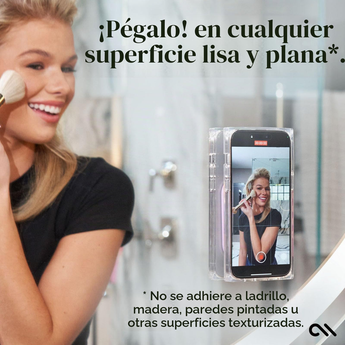 Soporte Calcomanía Teléfono Case-Mate Negro Antideslizante Manos Libres para Creadores de Contenido